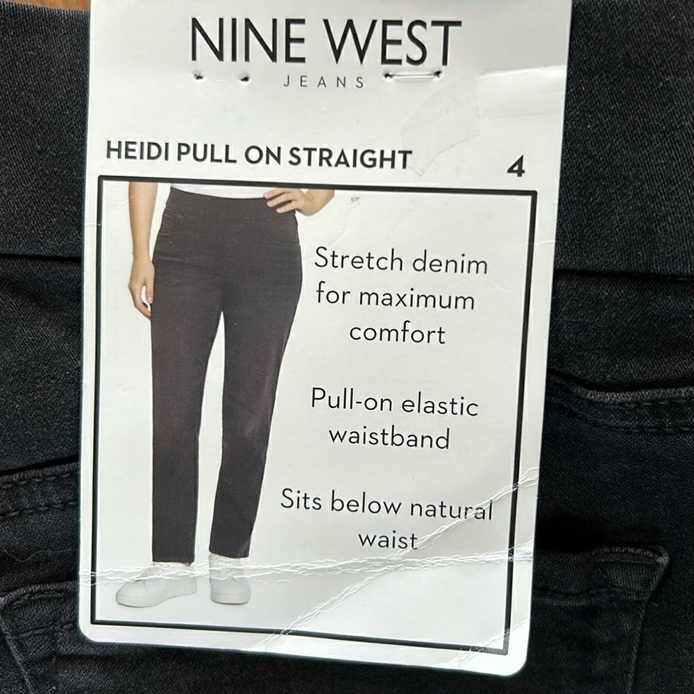 NEW Nine West Heidi Pull On Black Straight Jeans